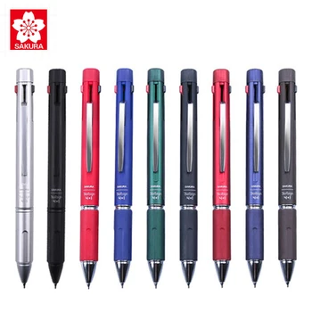 Многофункциональная ручка SAKURA GB4M1004, четырехцветная гелевая ручка 0,4 мм, автоматический карандаш 0,5 мм