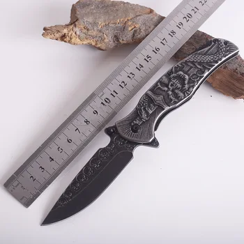 Складной нож с рельефной стальной ручкой ручной работы, складной нож высокой твердости, портативный складной нож для самообороны