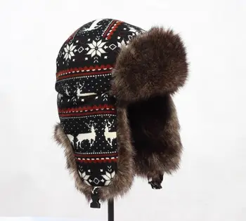 Супер тепло! Осенне-зимняя мужская и женская национальная тенденция, вязаная зимняя шапка со снежным оленем, защитная кепка для ушей, лыжная мотоциклетная шапка
