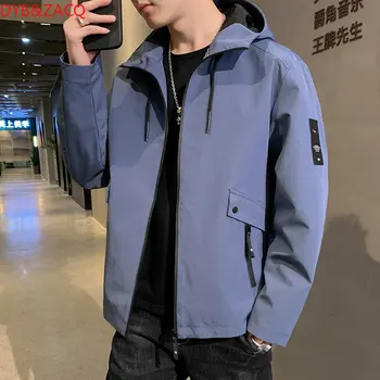 DYB & ZACQ, Мужская куртка с капюшоном, весна и осень 2023, Новая Корейская версия трендового пальто, Мужской студенческий молодежный повседневный топ 4XL