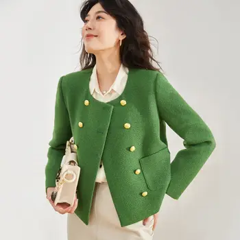 Новое французское яркое цветное двубортное маленькое элегантное пальто из ароматного твида, темпераментное женское пальто для пригородных поездок