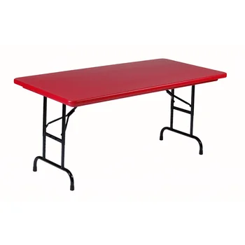 Красный складной столик с регулируемой высотой. Высота регулируется от 22 