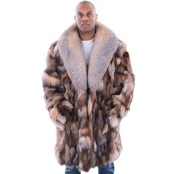 Шуба Мужская куртка из натурального лисьего меха Зимние шубы Теплые толстые куртки Плюс размер Пальто