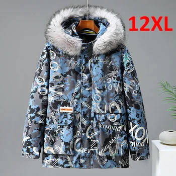 10XL Плюс Парка Мужская Зимняя Толстая куртка Со съемной подкладкой в стиле хип-хоп, модные парки с принтом граффити, Мужские Большие Размеры 12XL