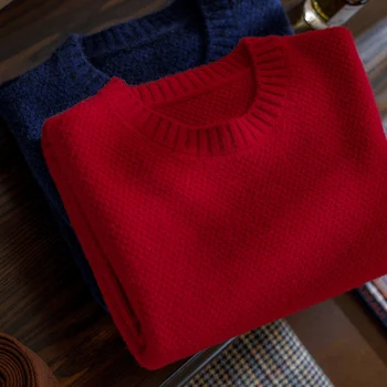 Осенне-зимний толстый кашемировый свитер Мужской 100 чистый кашемировый утолщенный свитер свободный повседневный шерстяной свитер с круглым вырезом