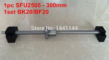 1 шт. шариковый винт SFU2505- 300mm с обработанным концом + 1 комплект опорных деталей с ЧПУ BK20/BF20