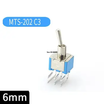 Тумблер MTS-202/C3 ВКЛ-ВЫКЛ-ВКЛ 6 Контактов 2-Позиционный Кулисный переключатель MTS-102C3, MTS-102C4, MTS-103C3, MTS-202C4