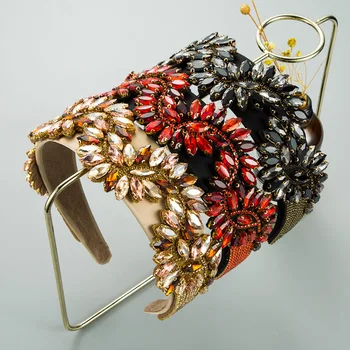 Прямая поставка Ручной работы Со Стразами Роскошная повязка на голову в стиле барокко, хрустальный цветок, лента для волос, женские элегантные аксессуары для волос