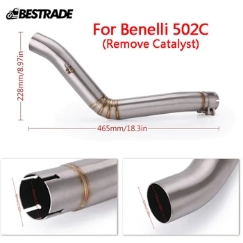 Снимите среднюю трубу катализатора для Benelli 502C, промежуточную соединительную трубку, Накладные глушители 51 мм, отвод из нержавеющей стали