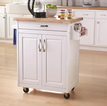 Тележка для кухонного островка с выдвижным ящиком и полками для хранения, белая барная тележка
