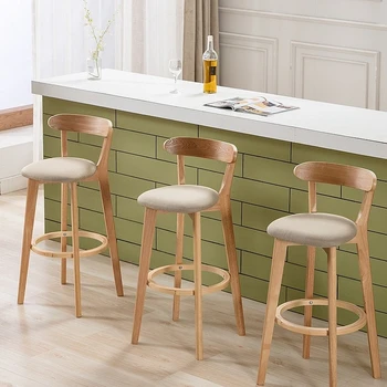 Барные стулья из массива дерева для кухни и высокого стола Современный минималистичный табурет стул прилавок табурет барный стол Высокая спинка табурета барный стул