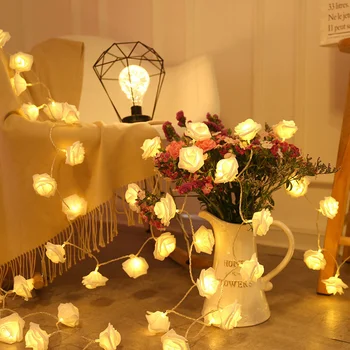 Светодиодные рождественские огни в виде цветка розы, Гирлянды с USB/батарейным питанием, светодиодные сказочные огни, Украшение сада, Гирлянды наружного освещения