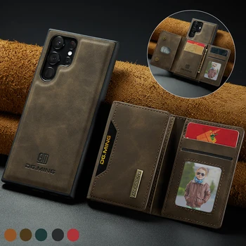 Магнитный чехол-бумажник для Samsung Galaxy S23 S22 S21 Plus S20 Fe Note 20 Ultra с подставкой для кармана для карт, защитный кожаный чехол