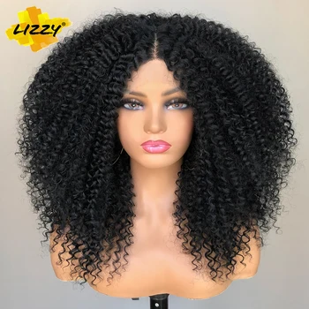 Кружевные передние парики для чернокожих женщин, короткие афро-кудрявые парики, натуральная изюминка, коричневый синтетический бесклеевой кружевной фронтальный парик Боб