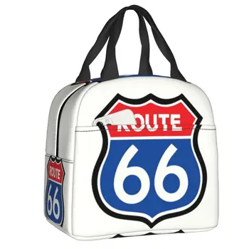 Дорожная термоизолированная сумка для ланча с логотипом Route 66, женская Портативная сумка для ланча, Школьная Офисная Многофункциональная коробка для еды на открытом воздухе