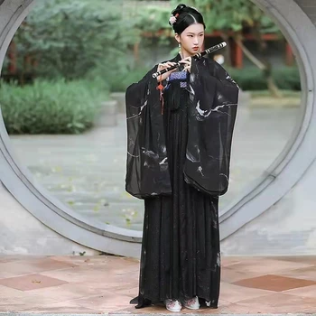2022 Традиционное Женское Черное Платье Hanfu Древнекитайский костюм Красивый Танец Hanfu Originale Платье принцессы Династии Тан