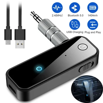 PIX-LINK B46 USB, совместимый с Bluetooth, 5.0 Адаптер аудиопередатчика для автомобильного мобильного телефона, 3,5 мм Автомобильный конвертер Aux