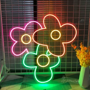 Wanxing Multicolor Flower Neon Sige LED Индивидуальный светильник для домашнего магазина, Вечеринки, Свадебного бара, Спальни, Художественное оформление стен с интерфейсом USB