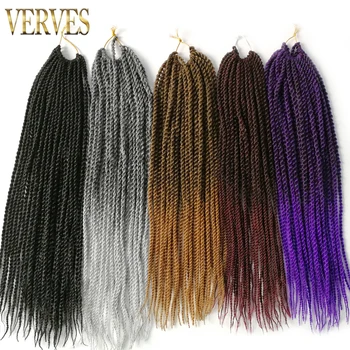 Синтетические Косички VERVES Ombre, связанные крючком, 1 упаковка, 30 прядей в упаковке 18 дюймов, Маленькие Сенегальские Плетеные Косички Для Наращивания волос