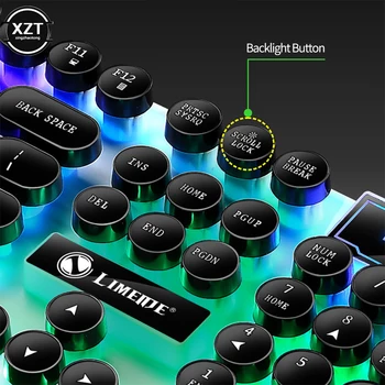 Набор клавиатуры и мыши для пишущей машинки GTX300 в стиле панк-ретро, игровая клавиатура с подсветкой, USB-проводная клавиатура и мышь для настольных ПК