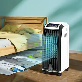 Портативный вентилятор-охладитель, испаритель воздуха с дистанционным управлением, ролики для домашнего офиса