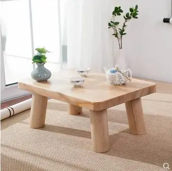 Антикварный маленький журнальный столик из массива дерева, Журнальный столик у окна, Чайный столик с татами в японском стиле, Простая домашняя деревянная мебель