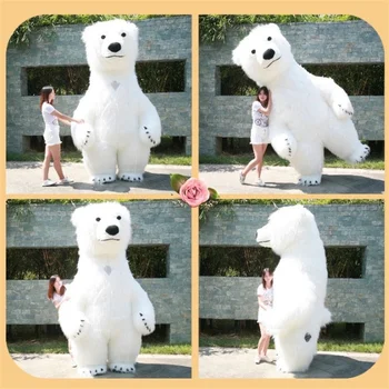 300 см Косплей Воздушный надувной костюм талисмана белого медведя для рекламы Свадьбы, Индивидуальный костюм талисмана, Костюм животного, Белый