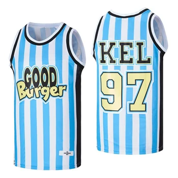 Баскетбольные майки Good Burger 97 Kel, Джерси, Швейная вышивка, Спорт на открытом воздухе, хип-хоп, Дышащая Высококачественная синяя полоса, Новинка