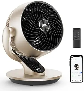 Умный настольный вентилятор для спальни, Мощный вентилятор для циркуляции воздуха во всей комнате высотой 70 футов, вращающиеся вентиляторы на 120 ° + 90 ° с голосовым управлением, 4 скорости вращения