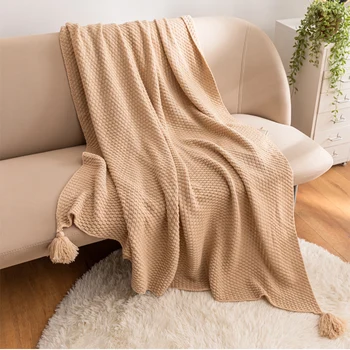 Покрывало для дивана в скандинавском стиле, покрывало для офиса, шаль для сиесты, вязаное шерстяное одеяло для отдыха, одеяло для кондиционера