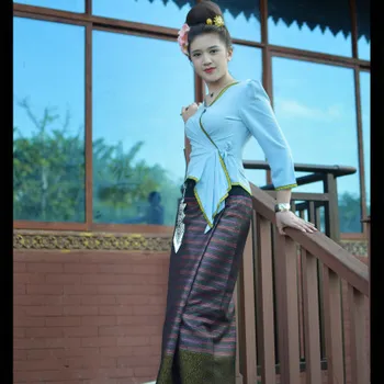 Тайский костюм в этническом стиле Юго-Восточной Азии, Летняя Тонкая Дышащая Модная повседневная одежда, Традиционная одежда Таиланда для женщин