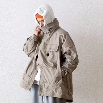 Новое поступление, удобная японская трендовая уличная водонепроницаемая функциональная куртка силуэта CMF для мужчин и женщин с капюшоном, заряжающие пальто