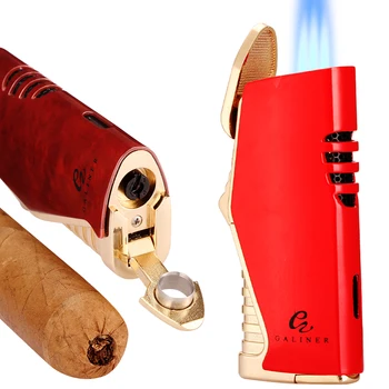 Металлическая зажигалка GALINER для сигар, карманная ветрозащитная зажигалка, Бутан, с приспособлениями для курения, хорошая упаковка в коробке