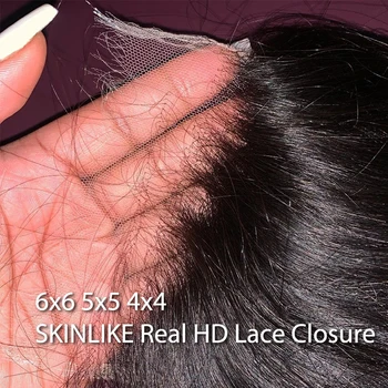 HD Кружевная Фронтальная Застежка 6x6 5x5 HD Кружевная Застежка Прямые Предварительно Выщипанные Детские Волосы Человеческие Волосы HD Прозрачная Кружевная Застежка для Женщин