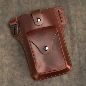 Мужская поясная сумка из натуральной кожи, модный телефон, многофункциональный кошелек для ключей в стиле ретро, спортивные поясные сумки для телефона 6,5 дюймов