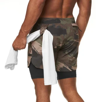 Мужские Летние Быстросохнущие Дышащие Двухслойные спортивные брюки для бега с защитой от налета, Пятиточечные Свободные Повседневные брюки Baskeall