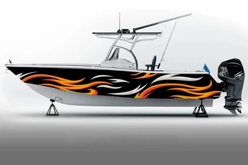 упаковка с наклейкой на лодку с пламенем, покраска, виниловая модифицированная водонепроницаемая наклейка на лодку, графические волны, наклейка на лодку для ремонта