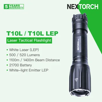 Тактический фонарь Nextorch T10L White Light LEP, дальность стрельбы 1100 м, 500 Люмен, батарея 21700, с нанокерамическим стеклоподъемником