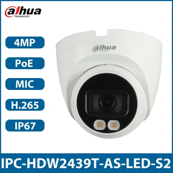 Dahua IPC-HDW2439T-AS-LED-S2 4-мегапиксельная Облегченная полноцветная Сетевая камера с фиксированным фокусным расстоянием IP-камера видеонаблюдения Mic IVS IP67 CCTV