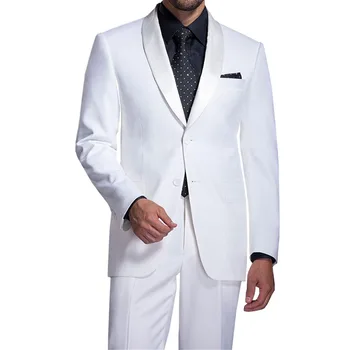 Новые Белые Мужские Костюмы Slim Fit, Свадебный Блейзер из 2 предметов, Костюмы для мужчин, Свадебные костюмы, Смокинги Жениха (куртка + Брюки)