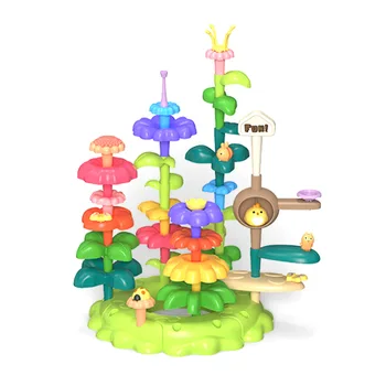 Детская ручная вставка, разнообразная садовая головоломка, набор крупных частиц, пластиковые строительные блоки, игрушки для девочек в цветочек, украшение стола