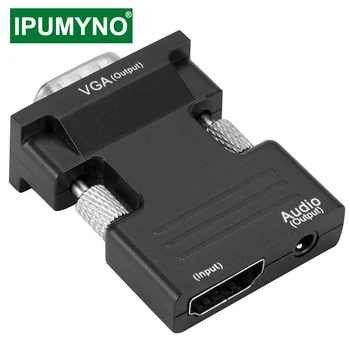 HDMI-Совместимый Адаптер VGA TV Box 1080P PC Aux Jack 3,5 Видео Аудио Кабель Конвертер Проектор Монитор Порт Дисплея Projetor