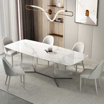Сервировочный Современный обеденный стол в квартире, Скандинавский стиль, Ресторанный стол и стул, Комбинированный Обеденный стол из акрилового сланца