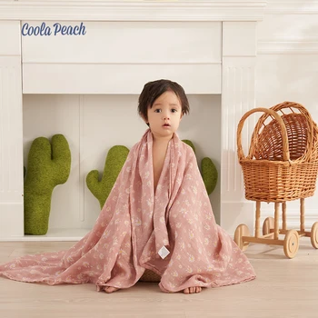 Coola Peach #Муслиновые изделия # Детское Пеленальное одеяло, Мягкая Дышащая Обертка Для новорожденных, Детское Банное полотенце