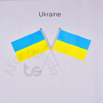 Украина 14*21 см 10 штук баннер с развевающимся флагом Национальный флаг для встречи, парада, вечеринки.Подвесной, декоративный