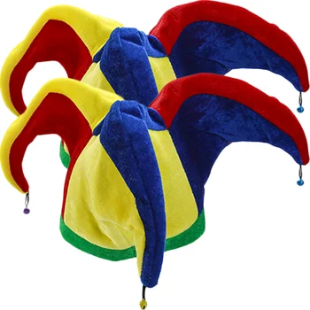 2 шт. Забавные клоунские шляпы с колокольчиками, Аксессуары для костюмов косплея клоуна, реквизит