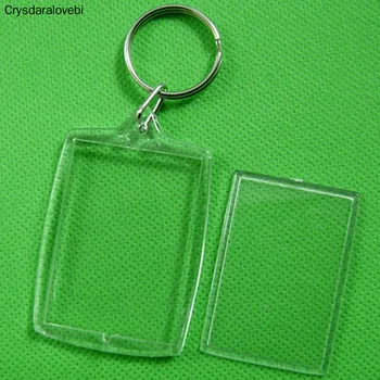 500 шт. пустых акриловых брелков для ключей, вставных пластиковых брелоков с фотографией