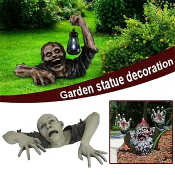 Садовые статуи зомби-фонари, Декорации для сцен ужасов на Хэллоуин, креативная декоративная скульптура на Лужайке в форме зомби на Хэллоуин