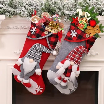 Новые Рождественские украшения Трехмерная безликая кукла, пара рождественских носков для кукол, подарочный пакет, Носки с конфетами