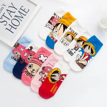 1 пара японских женских носков, носки до щиколотки для девочек-подростков с мультяшной анимацией, Мягкие хлопковые осенние мужские невидимые носки с пиратами